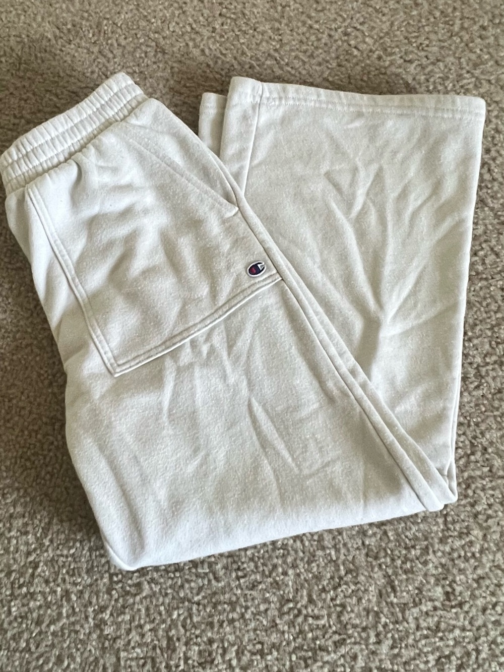 Champion Off-White Cozy Sweatpants with Logo Patch